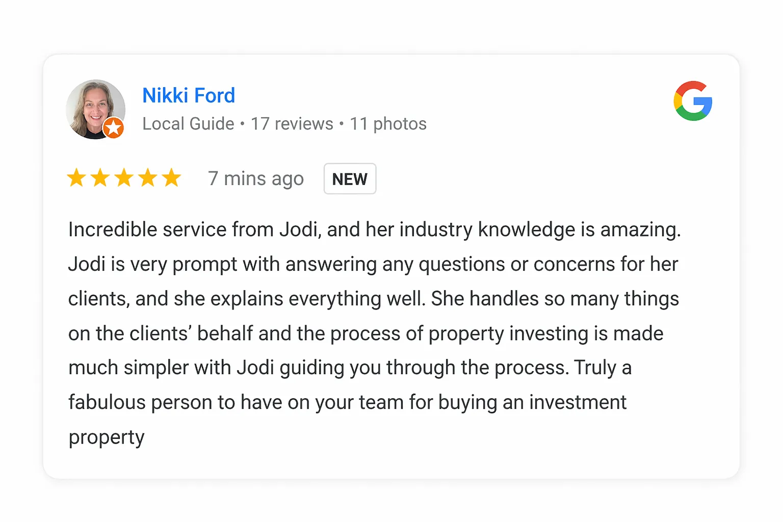Google review from the Ford family