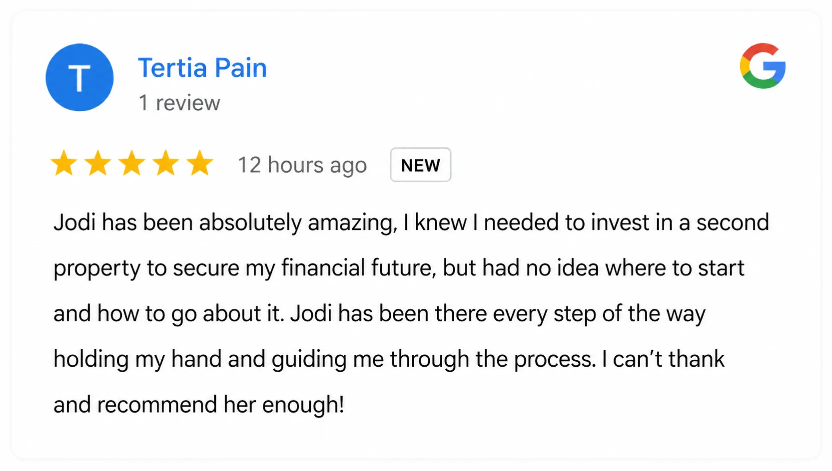 Google review from Pain