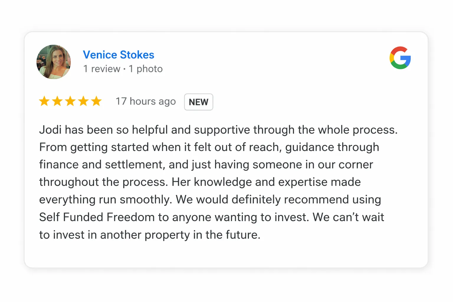 Google review from Stokes