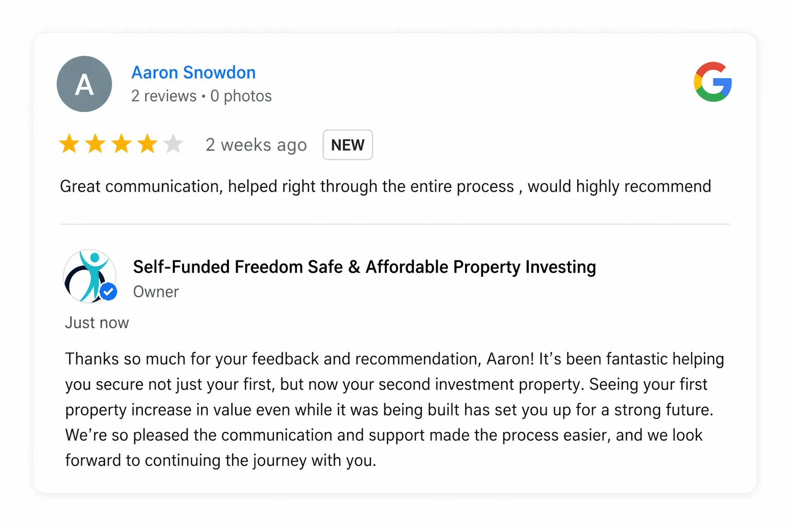 Google review from Snowdon