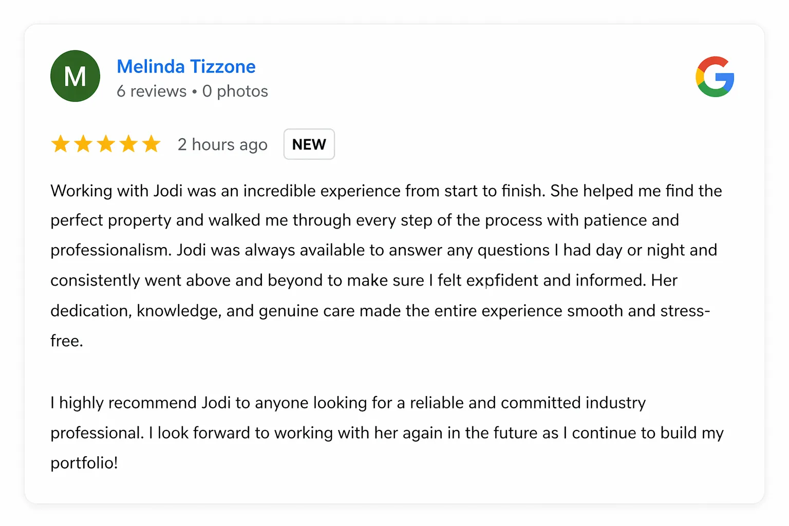 Google review from Tizzone (continued)