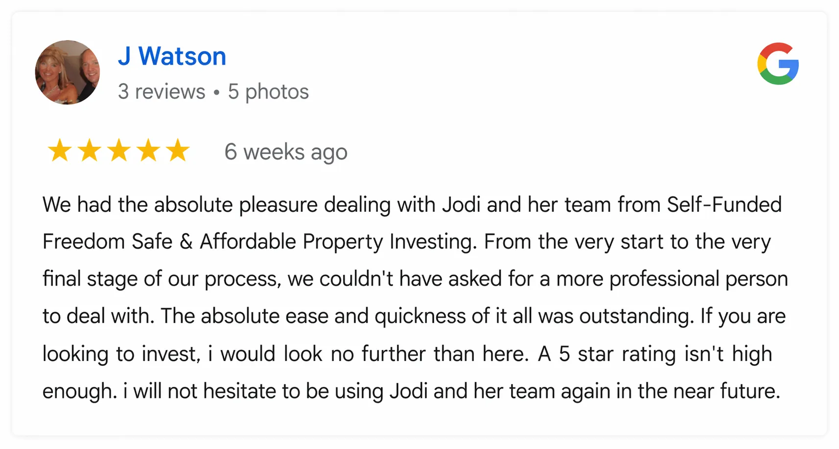 Google review from Jason Watson